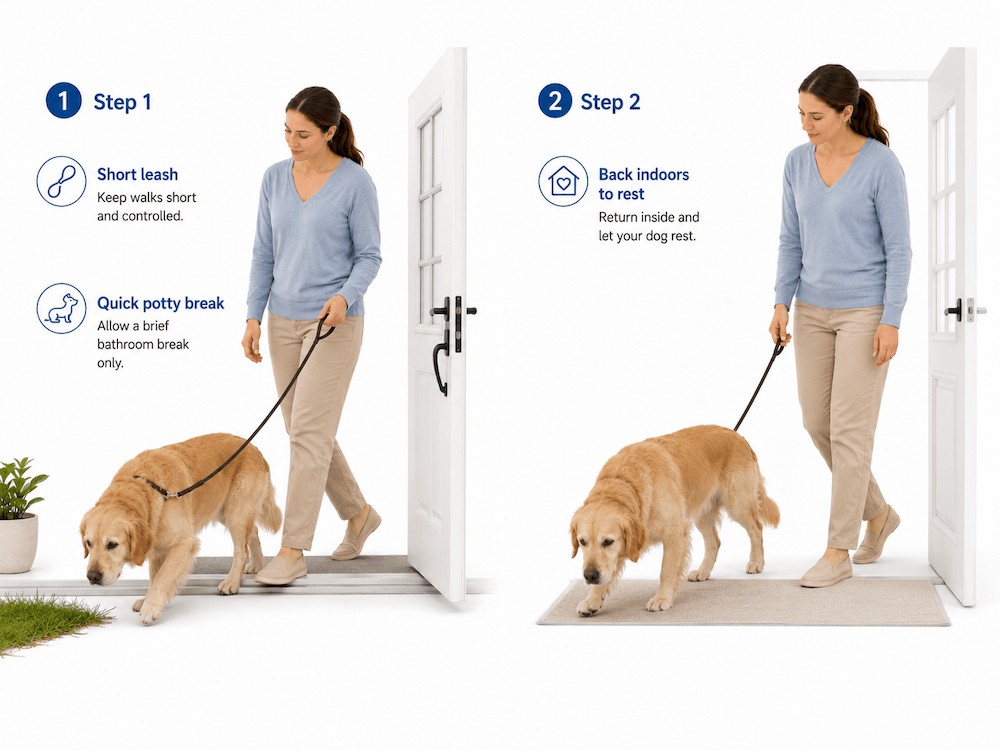Guidance for short leash potty breaks