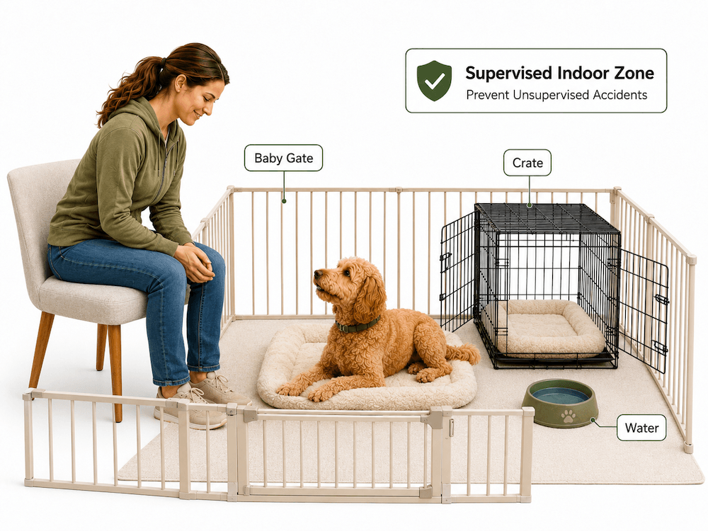 Supervised indoor dog zone setup
