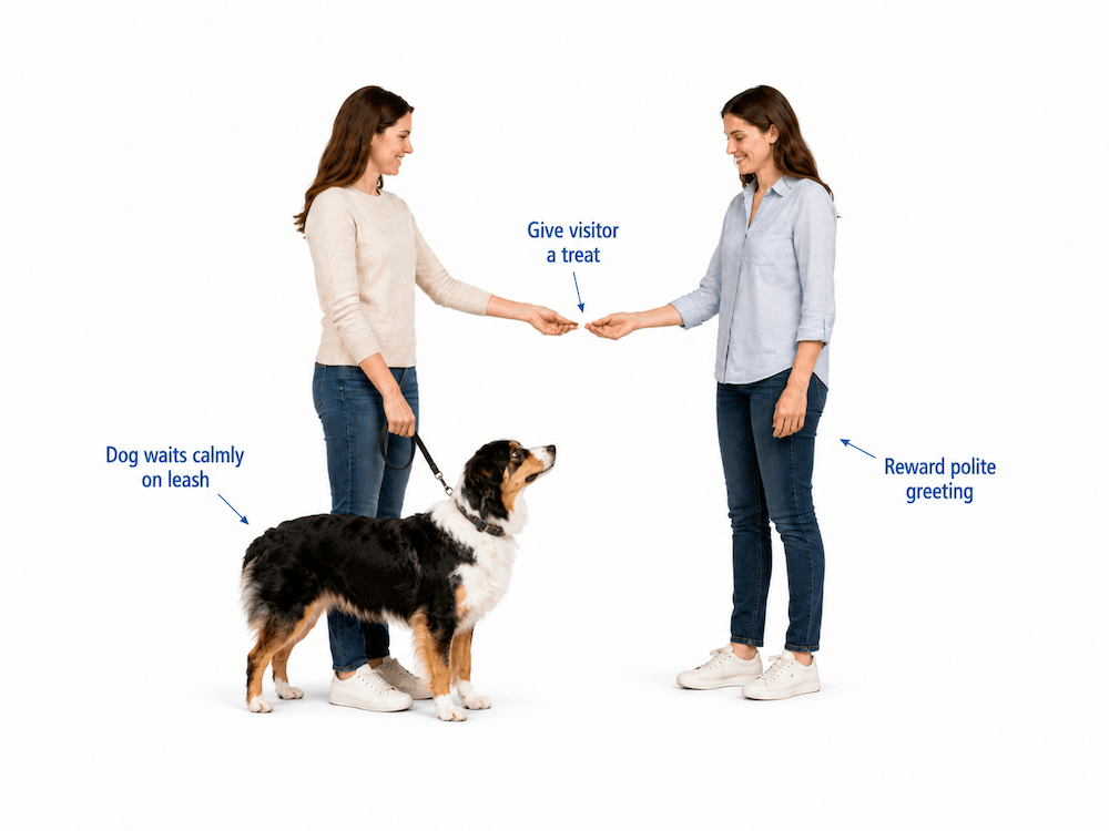 Dog greeting training demonstration