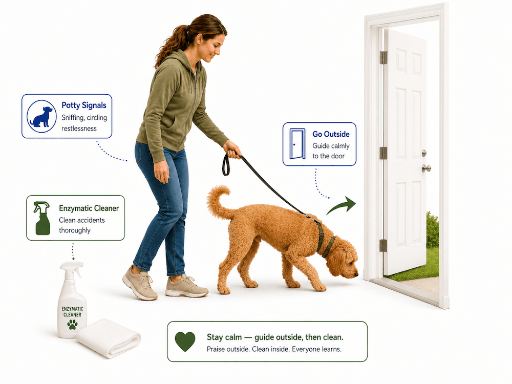 Pet training- guiding to the door