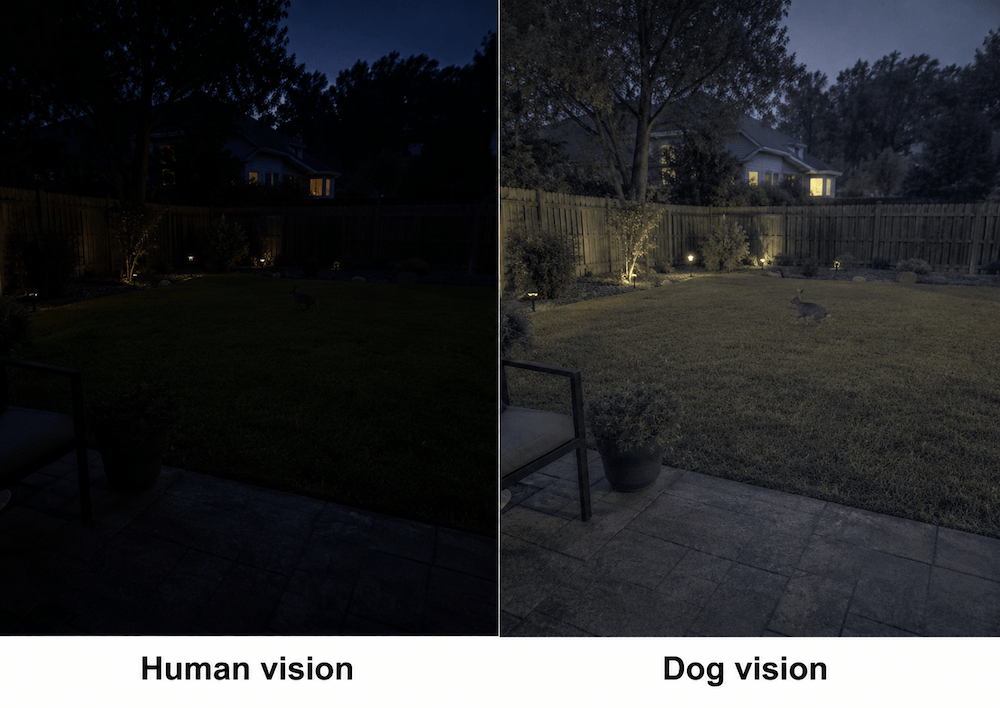 Backyard at night- human vs dog vision