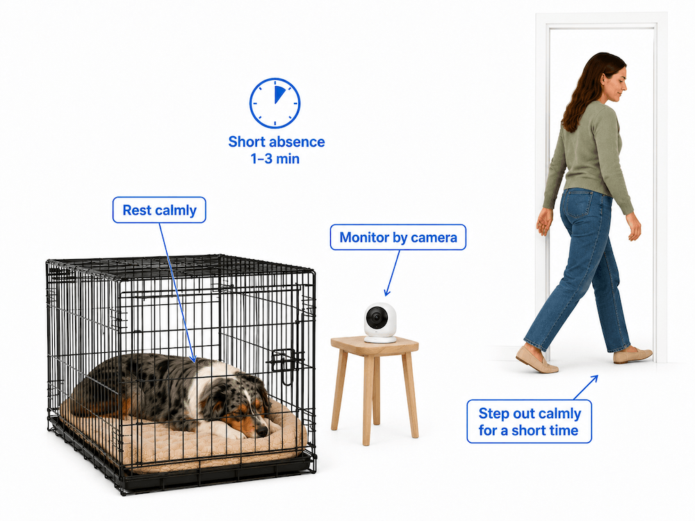 Calm dog kennel training