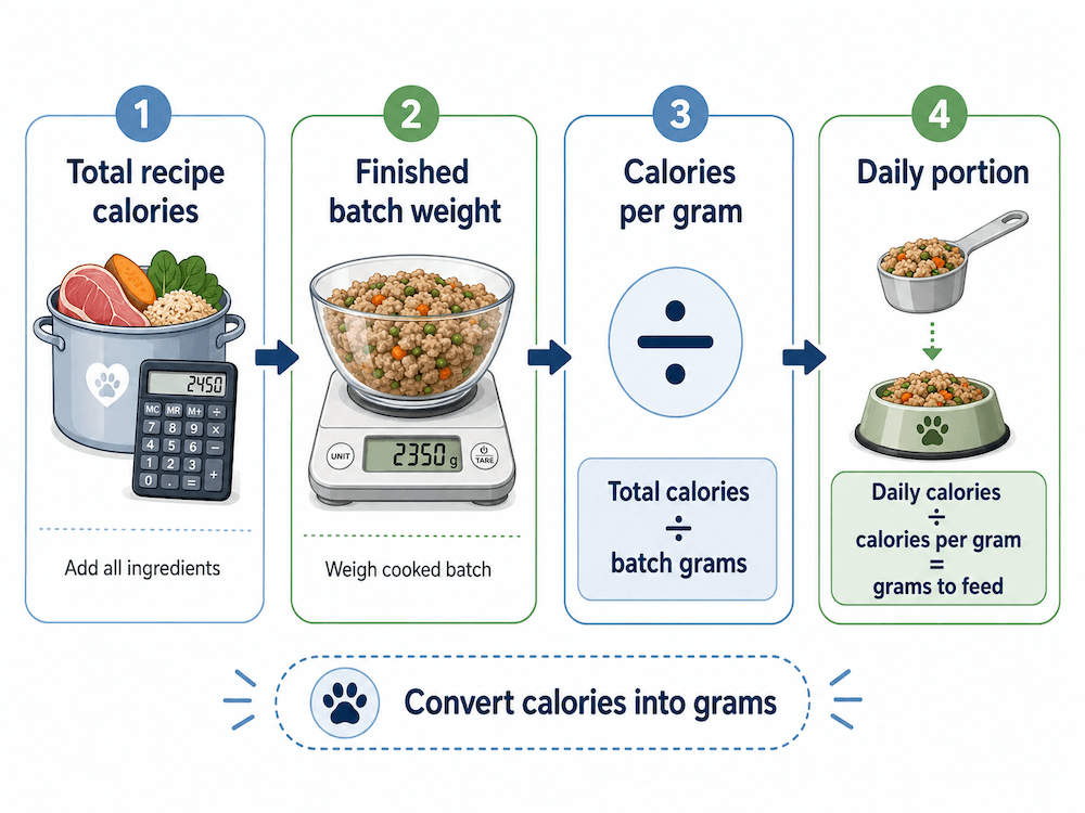 Calorie-to-gram conversion guide for dogs