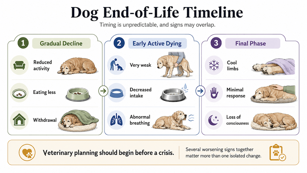 Dog end-of-life timeline chart