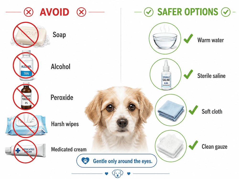 Dog eye care- safe vs avoid choices
