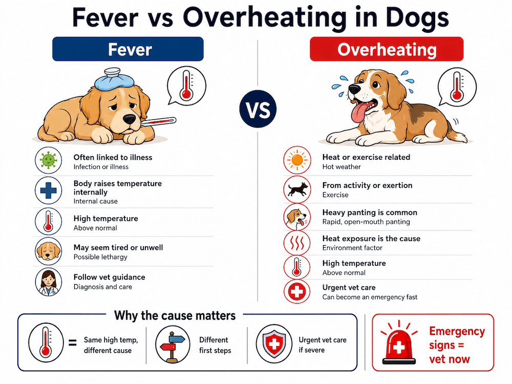 Fever vs overheating in dogs
