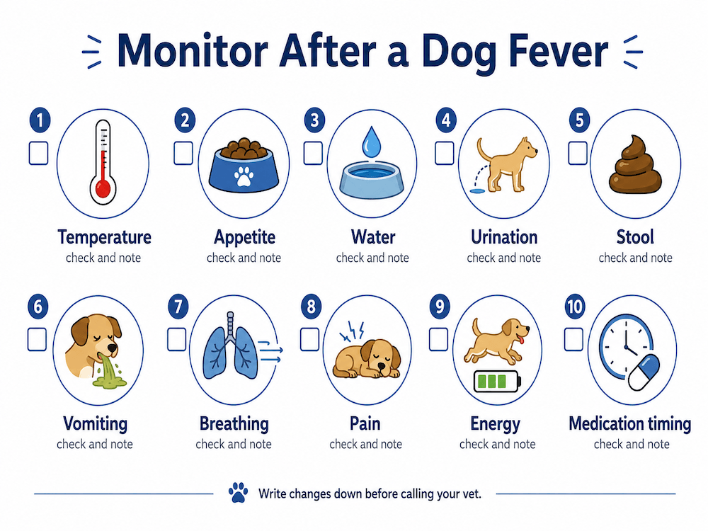 Monitor dog fever- health checklist