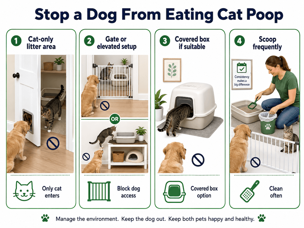 Stop a dog from eating cat poop Stop a dog from eating cat poop