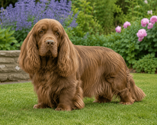 Sussex Spaniel garden