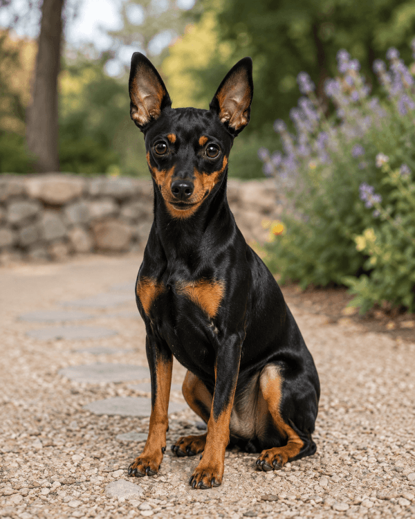Toy Manchester Terrier in the garden
