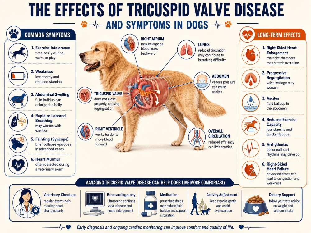 symptoms of tricuspid valve disease in dogs