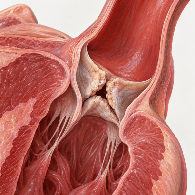 Dog with an illustration highlighting aortic stenosis and the heart