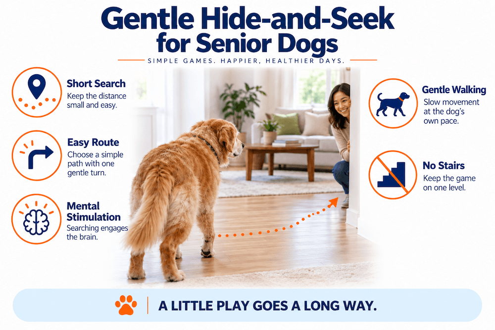 Gentle Hide-and-Seek for Senior Dogs