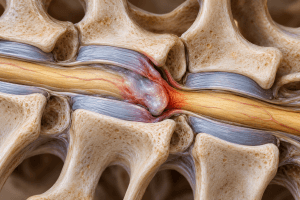 Illustration of intervertebral disc disease (IVDD) in a dog