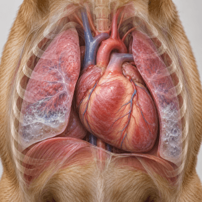 Dog with heart failure showing the heart and cardiovascular system