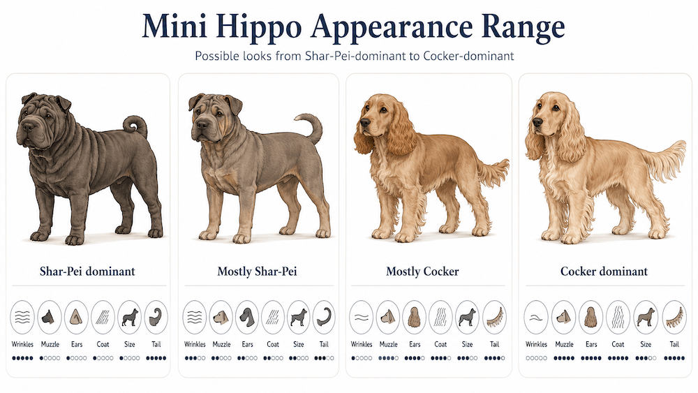 mini hippo dog appearance