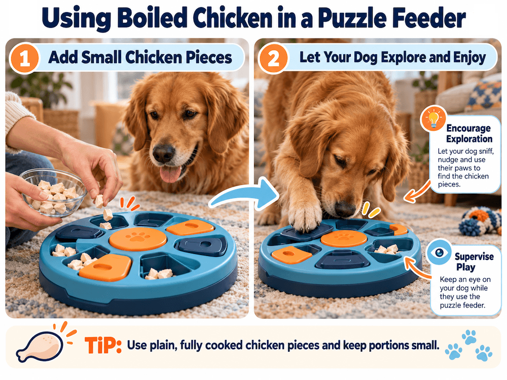 Add Boiled Chicken to a Food Puzzle or Enrichment Toy