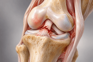Cruciate ligament injury in a dog's knee