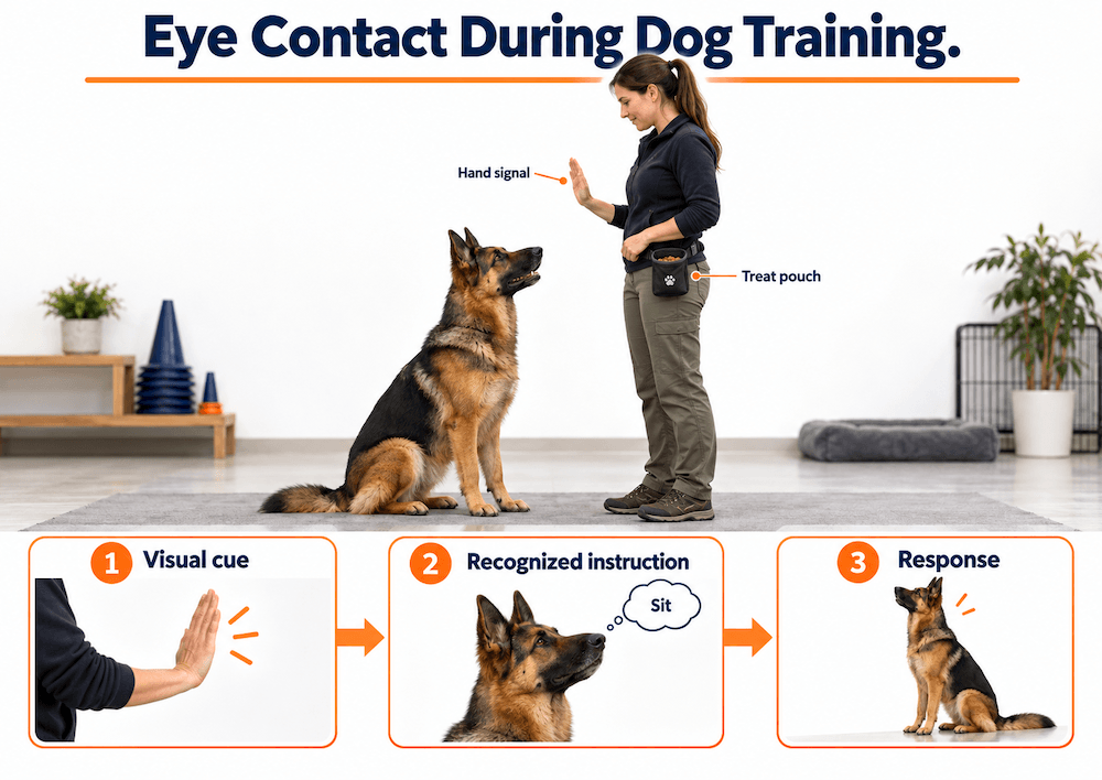 Dog Watching for Commands and Training Cues