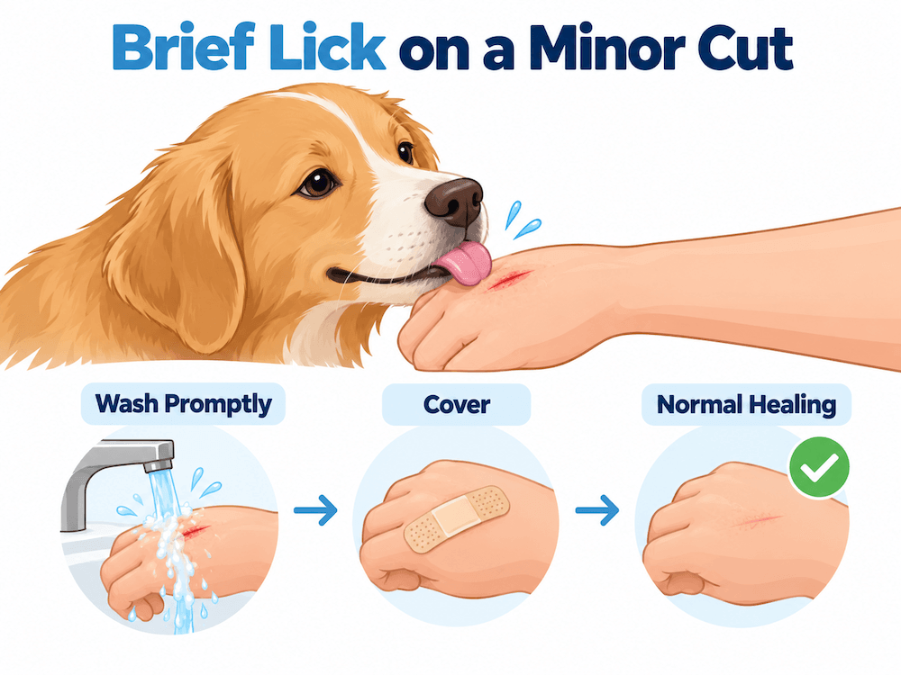 brief lick on a minor cut