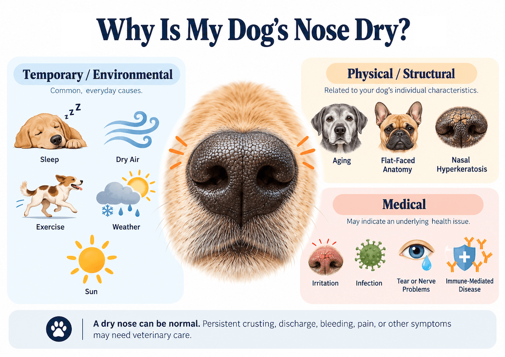 causes of dry nose in dogs