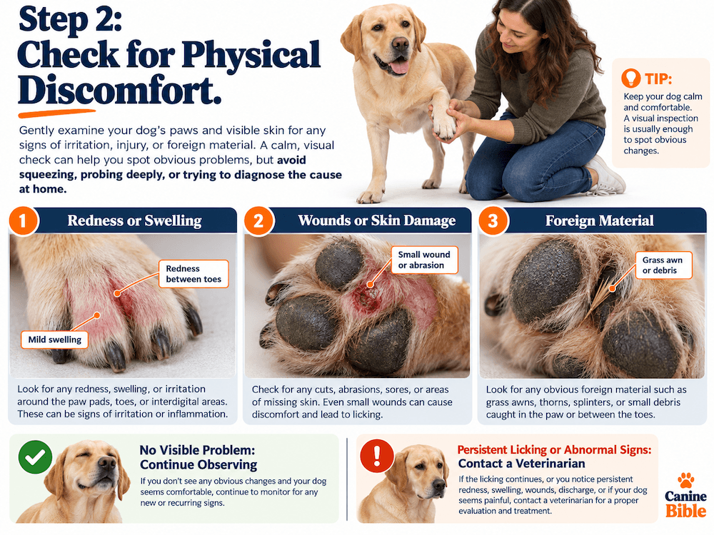 check for physical discomfort