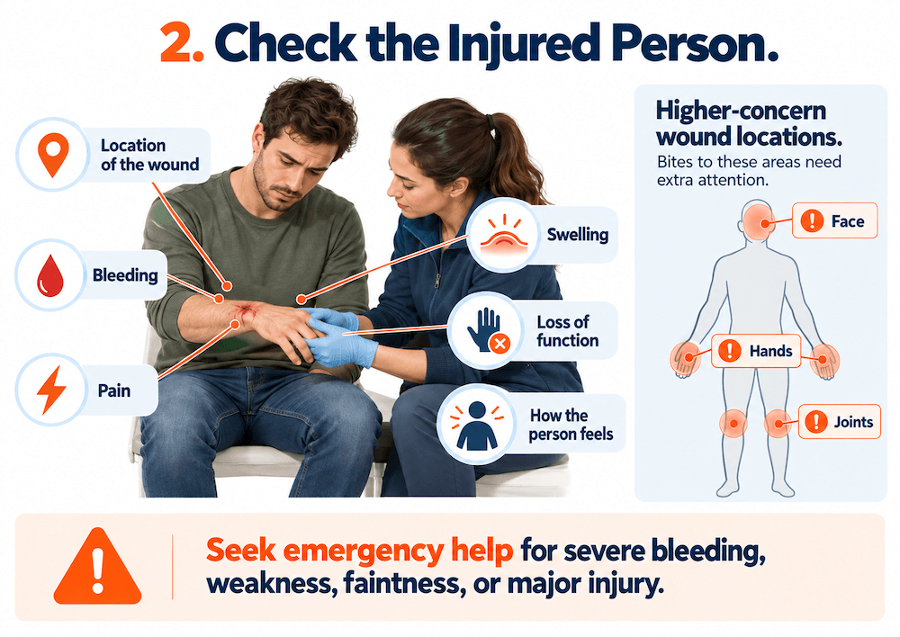 check the injured person