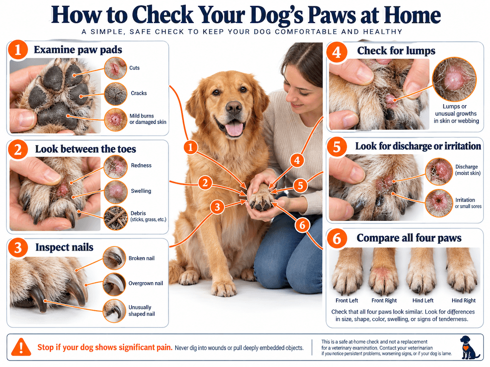 check your dog's paw at home