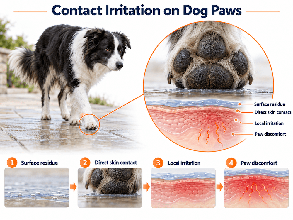 contact irritation on dog's paws