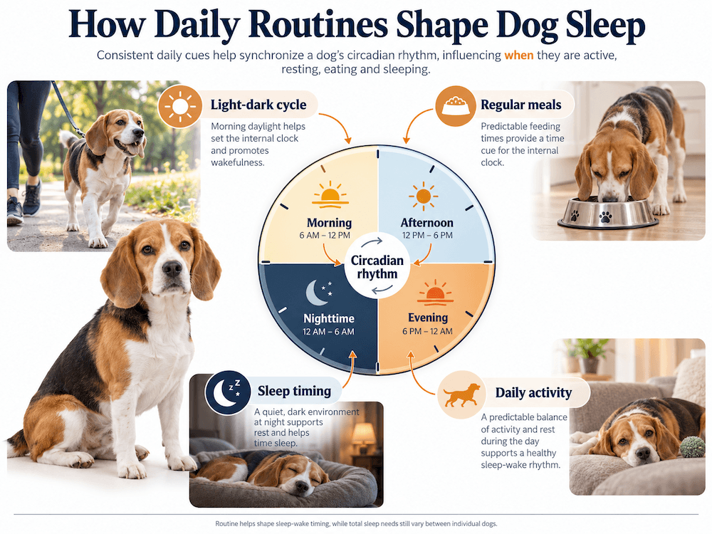 daily routines help shape dog sleep
