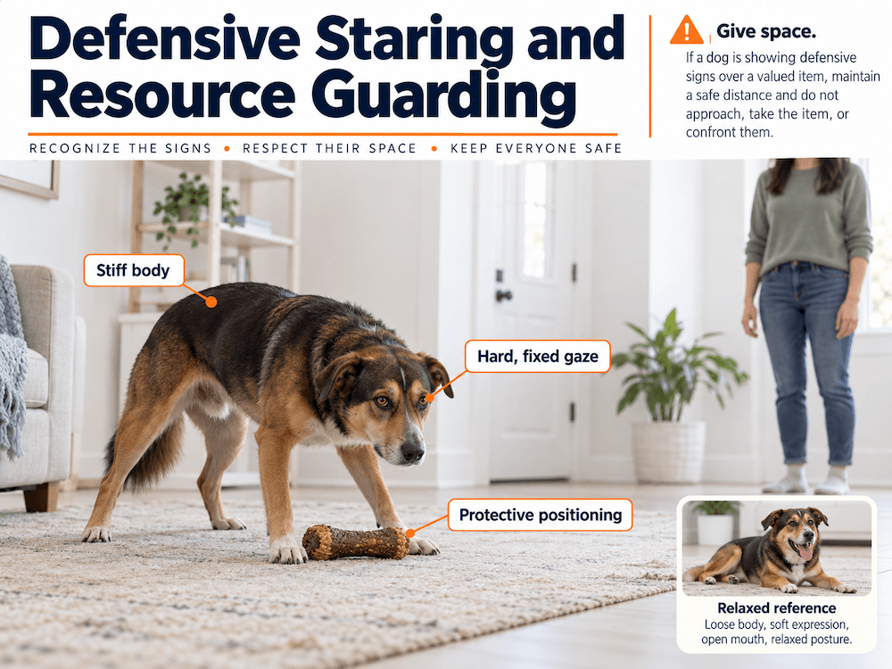 defensive dog staring