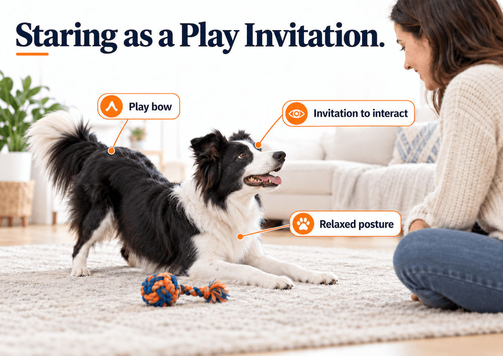 dog staring as a play invitation