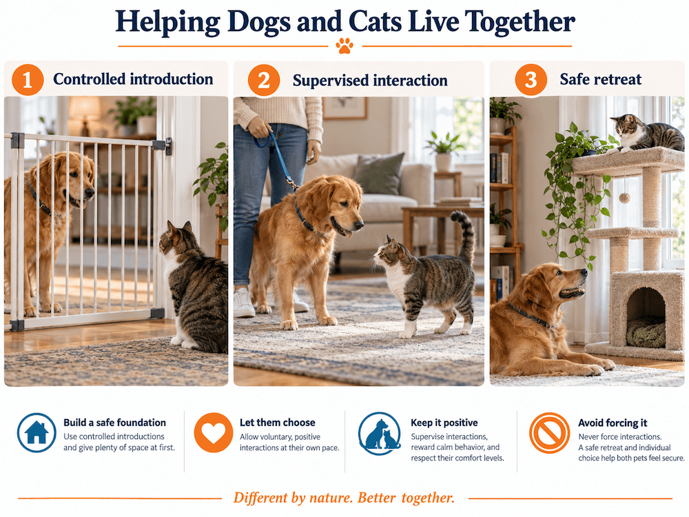 dogs and cats living together