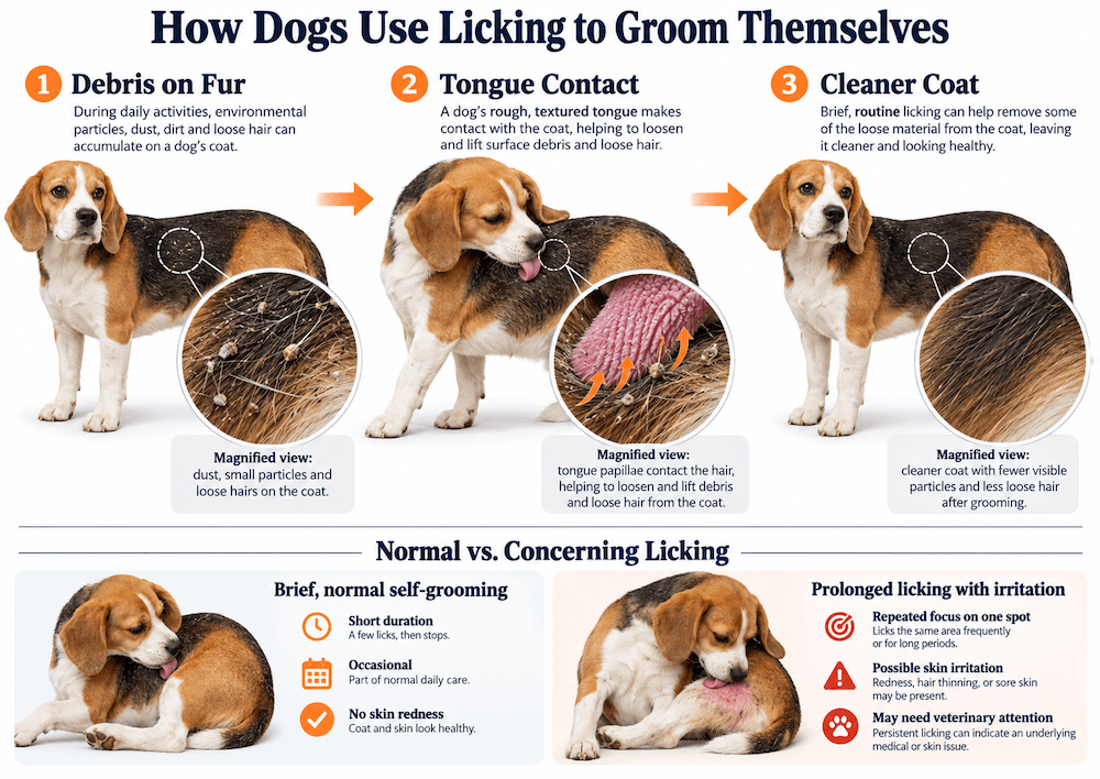 dogs lick to groom themselves