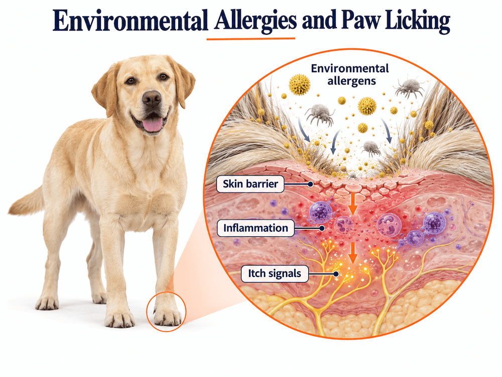 environmental allergies and paw licking