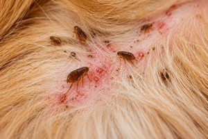 Close-up representative image of fleas in dogs