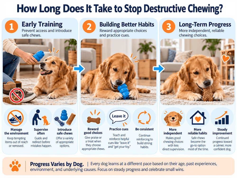 how long does it take for a dog to stop destructive chewing