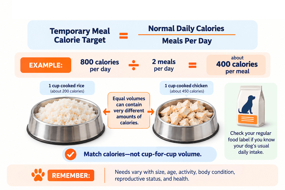 how much temporary food to feed a dog