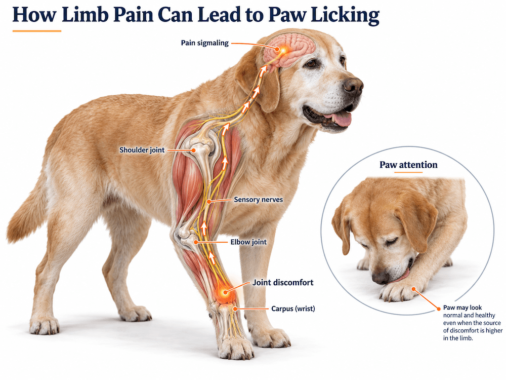 limb pain and paw licking in dogs