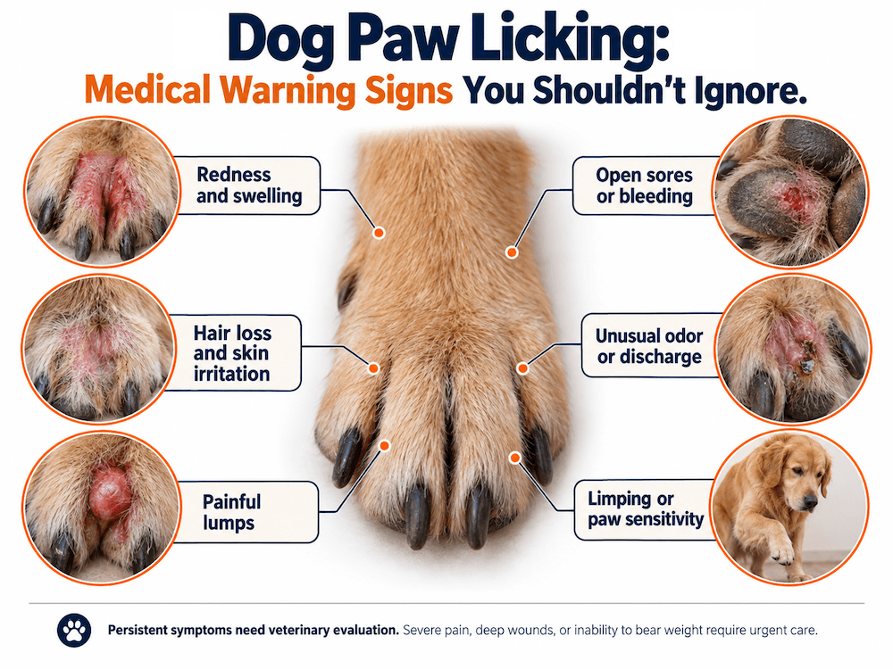 medical warning signs in paw licking