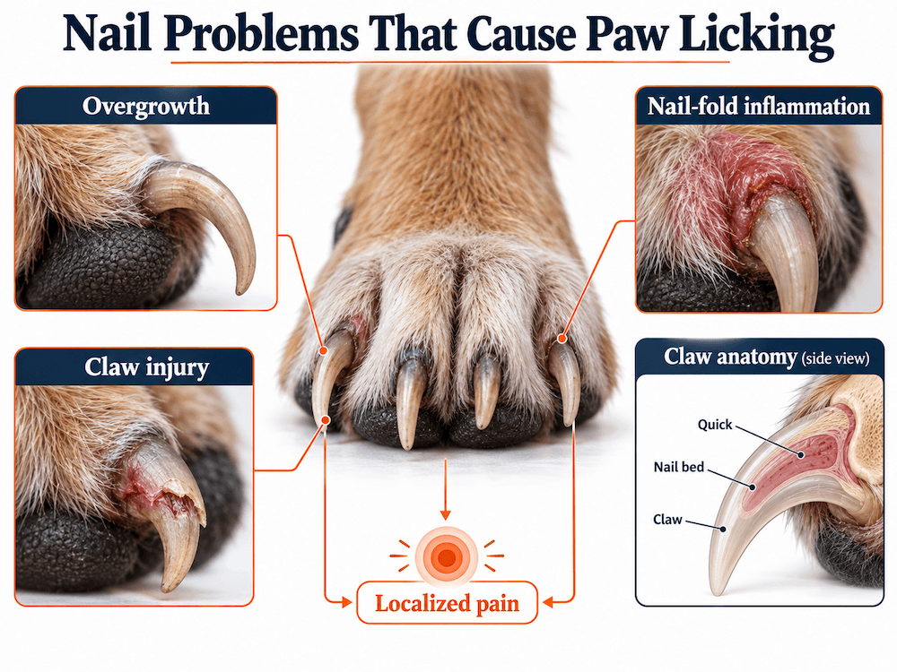 nail problems cause paw licking