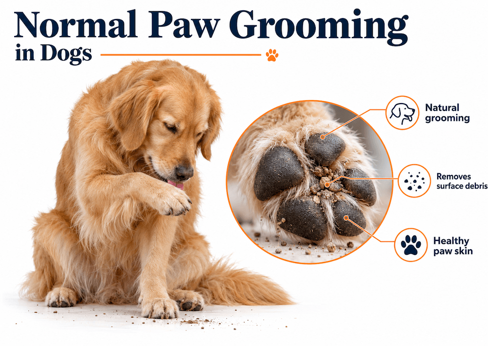normal paw grooming in dogs