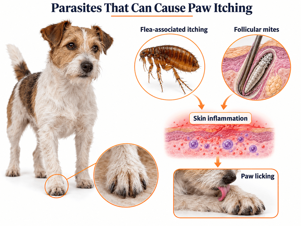 parasites cause paw itching