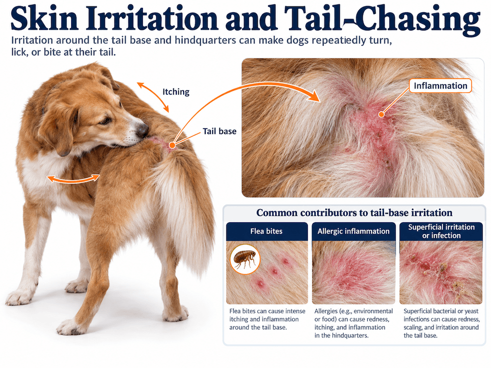 skin irritation and tail-chasing