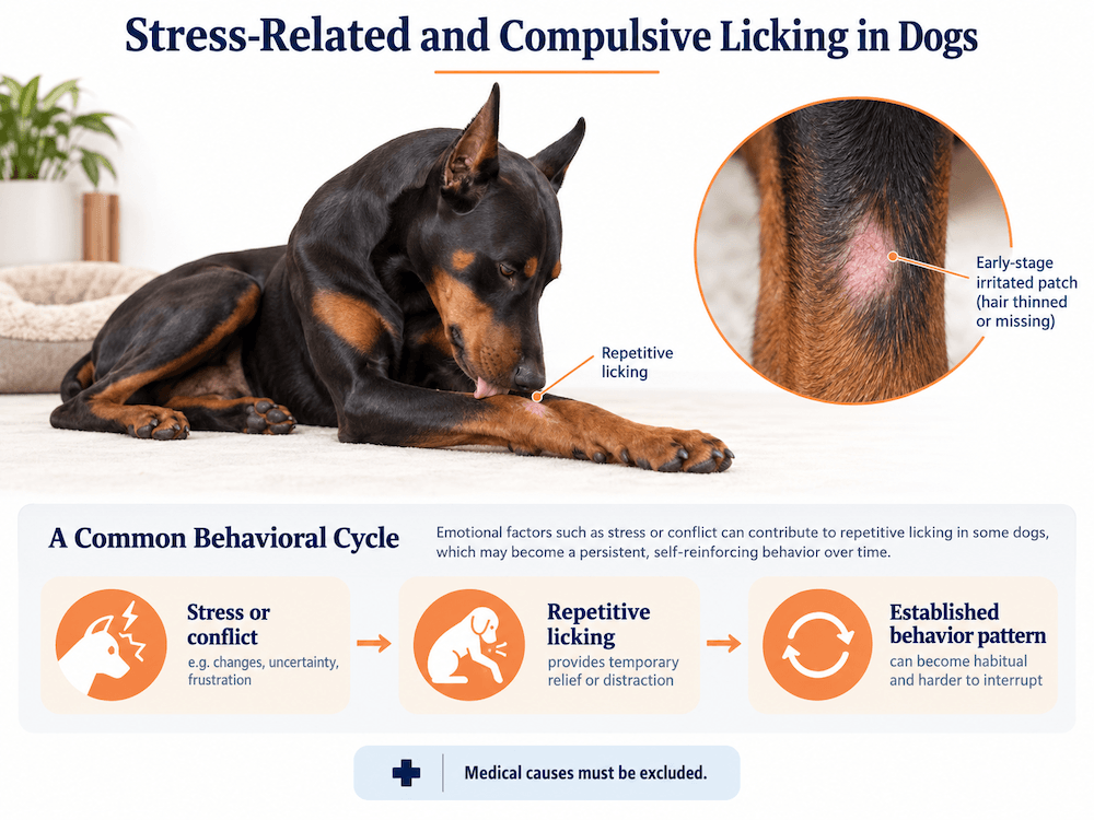 stress-related paw licking in dogs