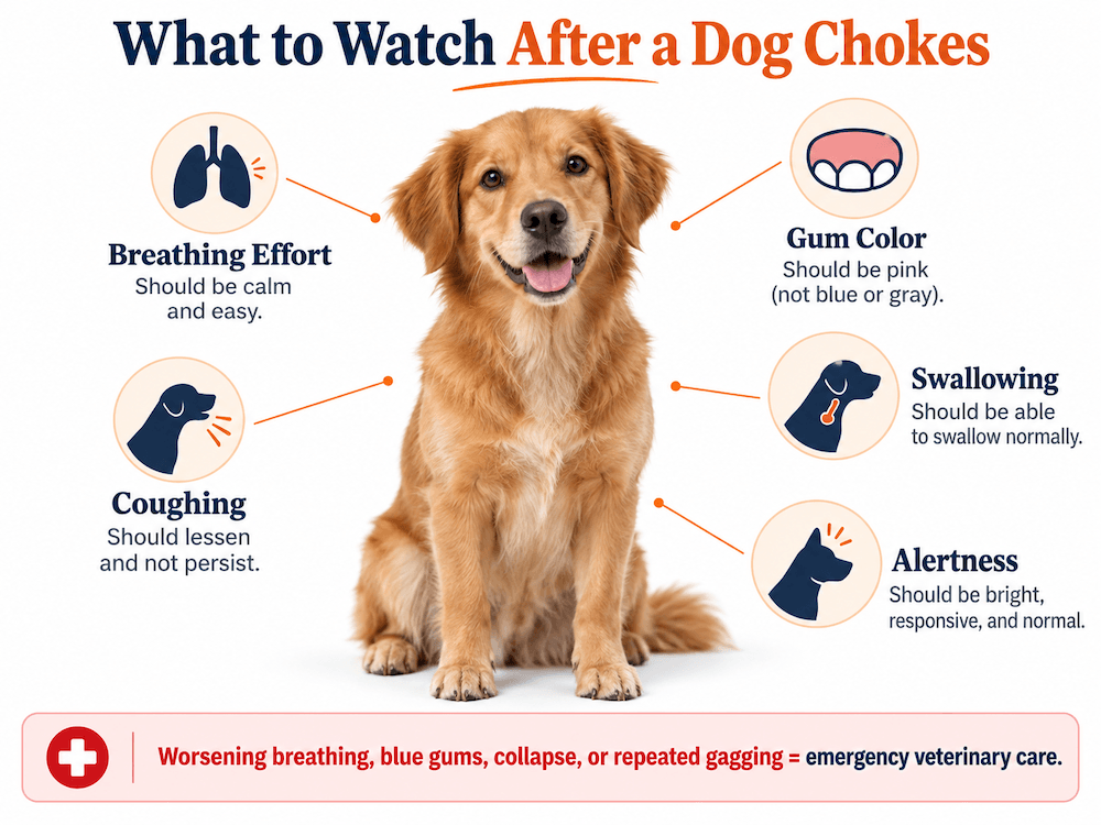 what to monitor after your dog stops choking