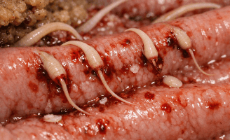 Illustration of whipworms in dogs