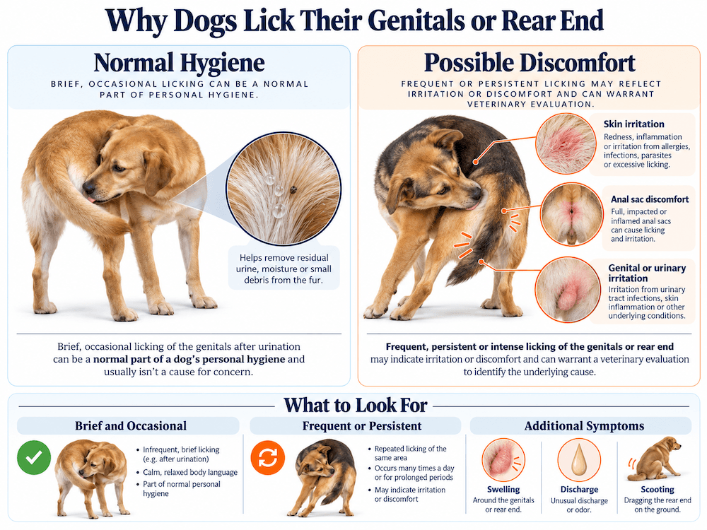 why dogs lick their genitals or rear end