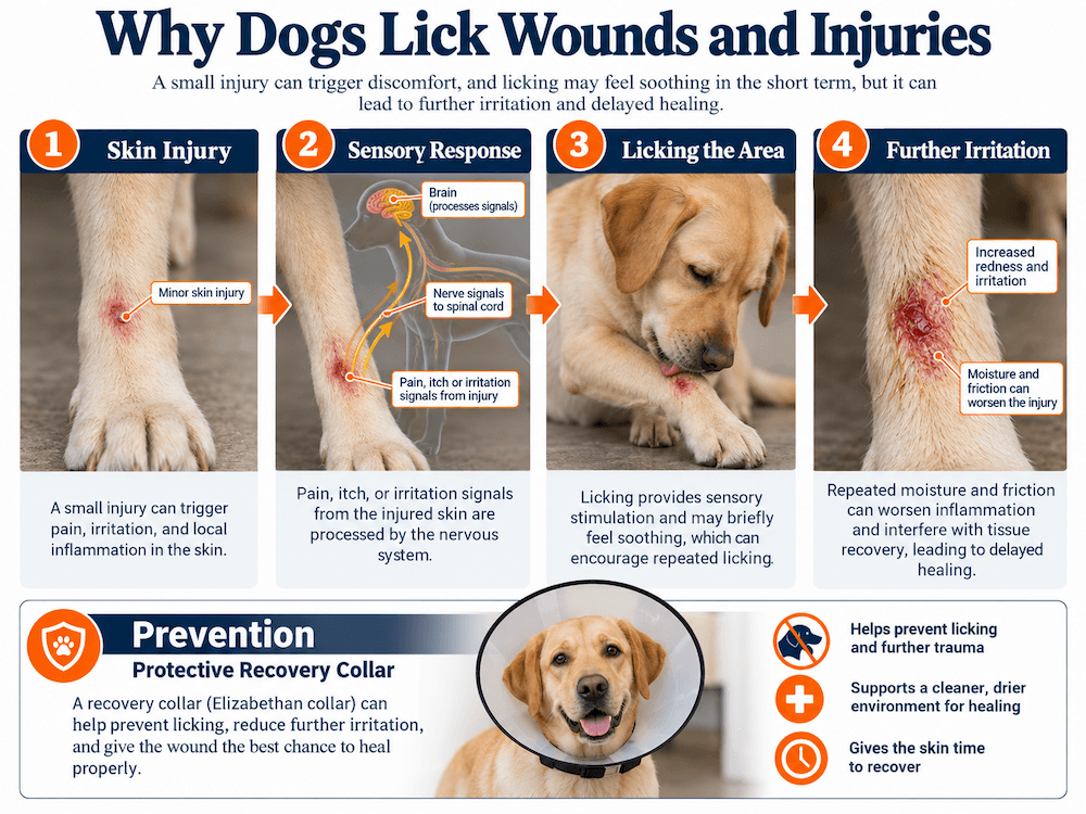 why dogs lick wounds and injuries